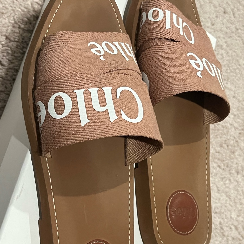 Chloe Brown Leather Sandals - Picture 2 of 9